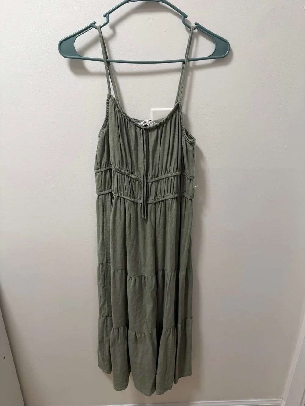 Lightweight Olive Green Tiered Sundress - Sleeveless